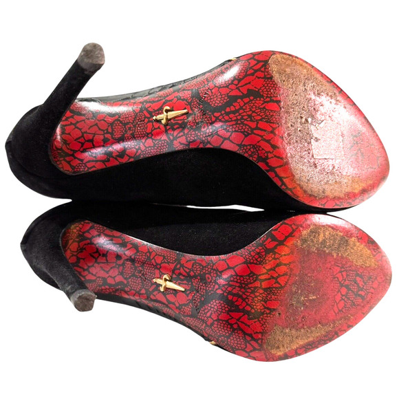 Cesare Paciotti Black Snake Leather & Suede Stiletto Heel Ankle Boots L37/R38 - Picture 8 of 8